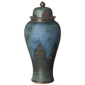 Large Ginger Jar with a Verdi Blue Glaze 10.5X24"H