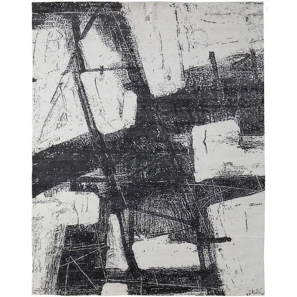 8 ft. x 10 ft. Black and Gray Abstract Hand Woven Area Rug