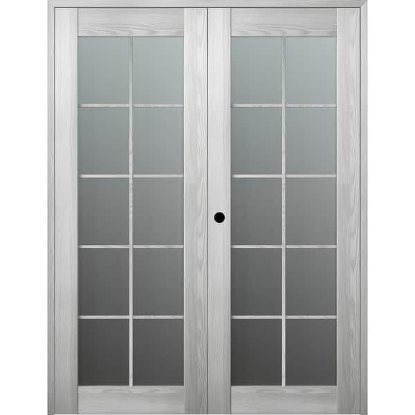 Belldinni Vona 10 Lite 72 in. x 96 in. Right Hand Active Frosted Glass Ribeira Ash Wood Composite Double Prehung French Door