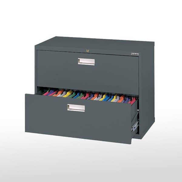 Sandusky 600 Series 36 in. W 2-Drawer Lateral File Cabinet in Charcoal