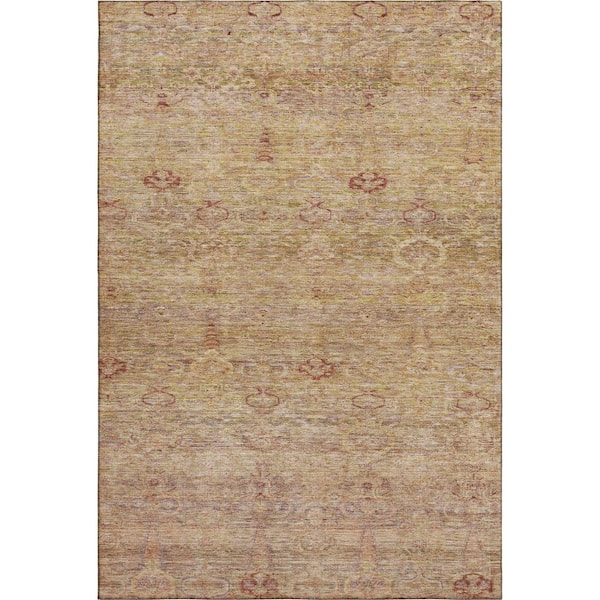 Mayfield Premium Machine Washable Abstract AMF2090 Coral 9 ft. x 12 ft. Area Rug