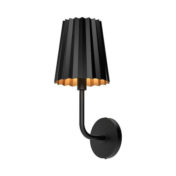 ALORA MOOD Plisse 7-in 1 Light 60-Watt Matte Black Vanity Light