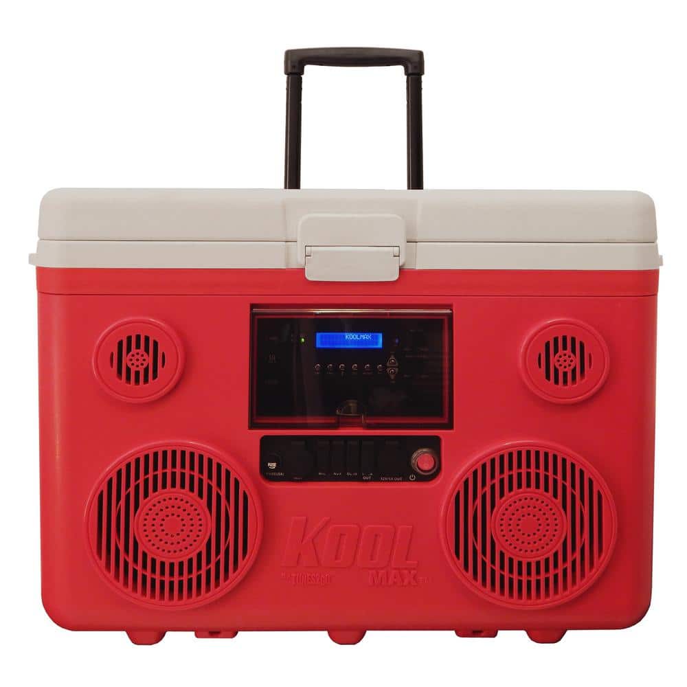  KoolMAX Cooler with Bluetooth Speaker System, 350W Boombox, 40  Qt Cooler, Rechargeable, USB 12V Car Cigarette Lighter Power Station,  Guitar Amplifier, Radio, PA Machine, Karaoke, Blue : Musical Instruments