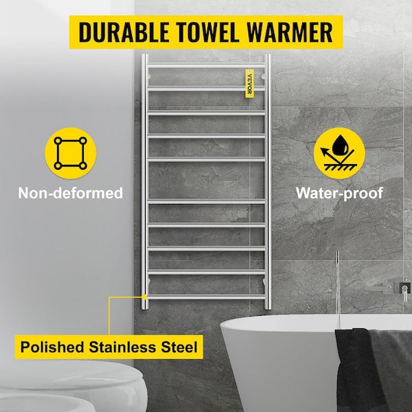 VEVOR Heated Towel Rack 6-Bar Towel Warmer Rack 23.6 x 24 in. Wall Mounted  Electric Towel Drying Rack with Timer,Matte Black MJJRJPSY6110V85NEV1 - The  Home Depot