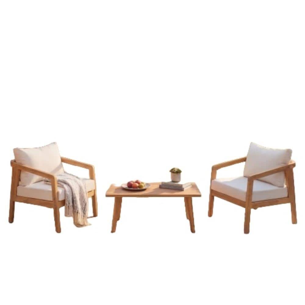 3-Piece Outdoor Patio Chair Set, Wood Conversation Set with price history on PriceWatchPro