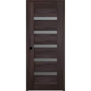 Vona 07-04 18 in. x 80 in. Right-Hand 5-Lite Frosted Glass Veralinga Oak Solid Core Wood Single Prehung Interior Door