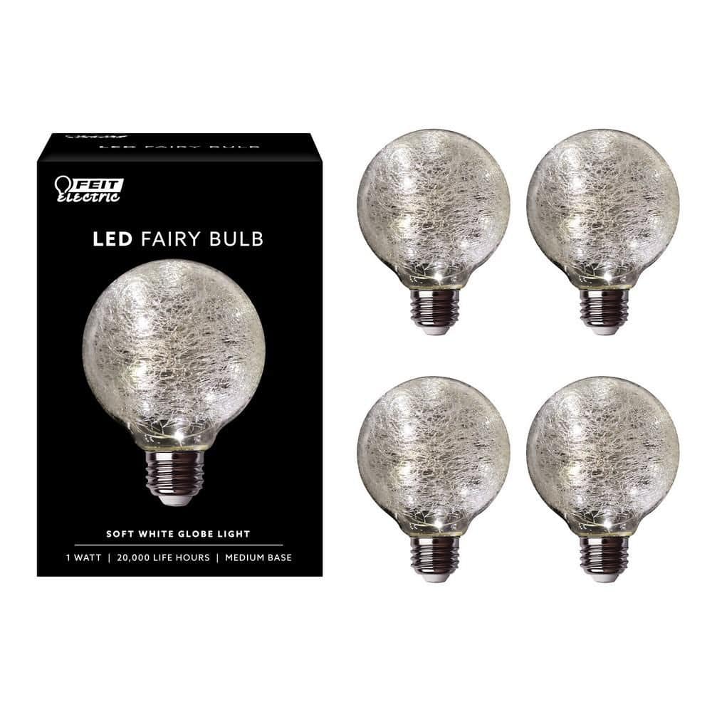 11-Watt Equivalent G25 Globe Fairy Light Crackle Glass LED Light Bulb in Soft White (4-Pack)