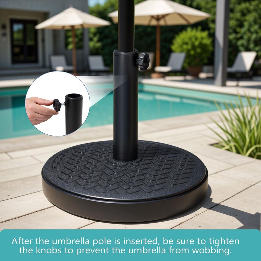 Modern Black Concrete and Steel Round Parasol Base