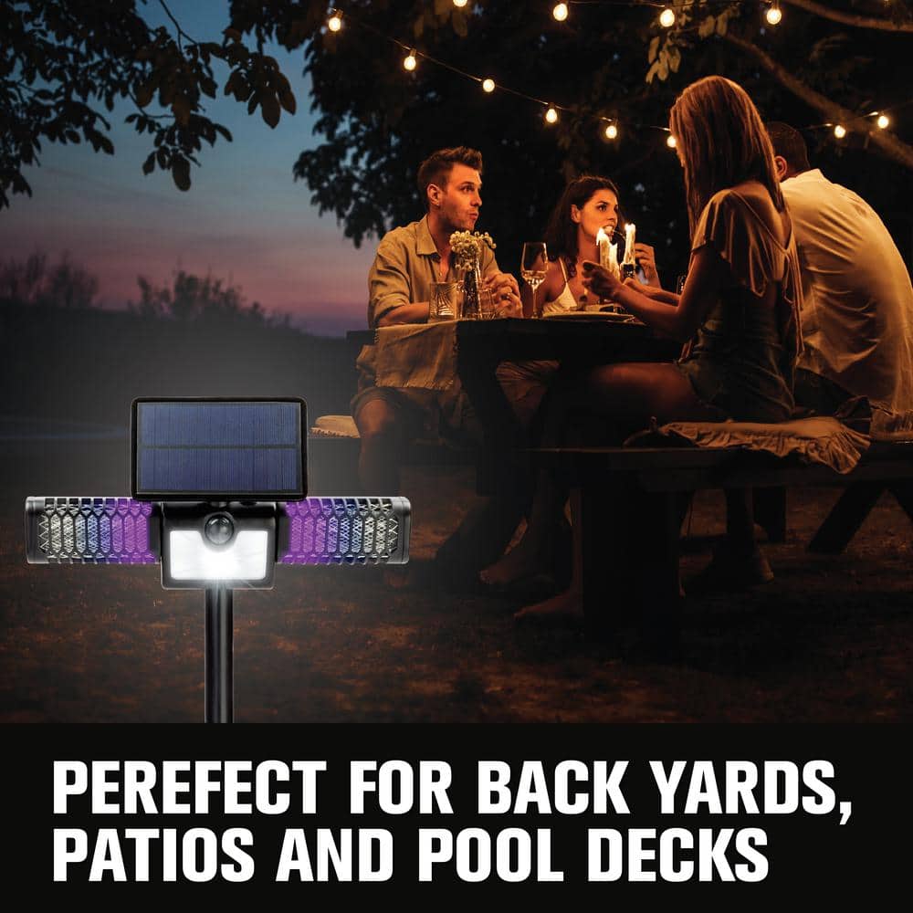 Solar-Powered Black Bug Zapper with Motion-Activated Floodlight