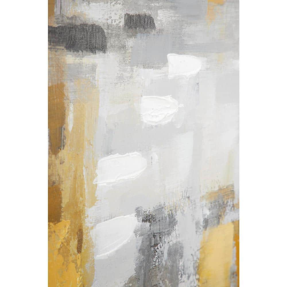 Gold and Gray Abstract Canvas Wall Art with Gold Frame, 40" x 40"