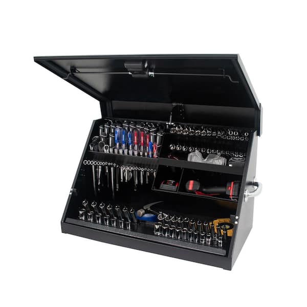 Husky Heavy-Duty 30 in. W x 15 in. D Black Steel Portable Triangle Top Chest for Sockets, Wrenches and Screwdrivers
