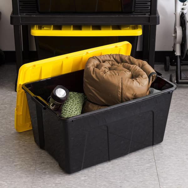 IRIS 94 qt. /23.5 Gal. Plastic Storage Bins with Lids, Black