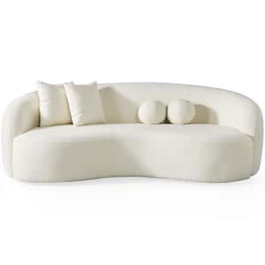 Bloom 89 in. Round Arm 3-Seater Sofa in Ivory