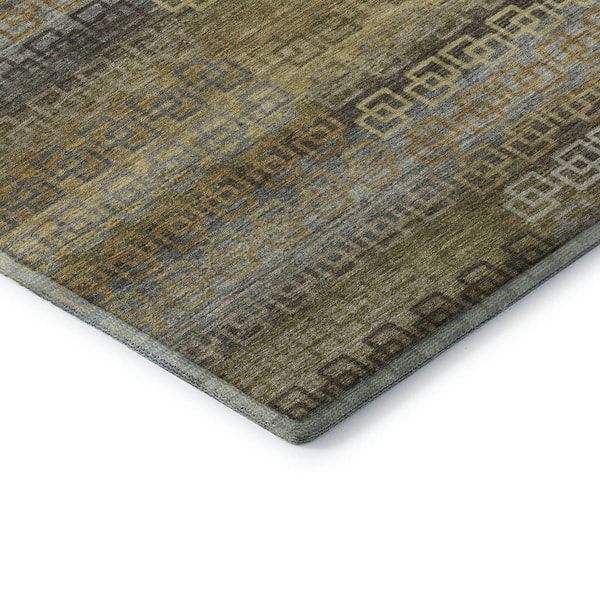 Mayfield Premium Machine Washable Abstract AMF2029 Wheat 2 ft. x 7 ft. Runner Rug