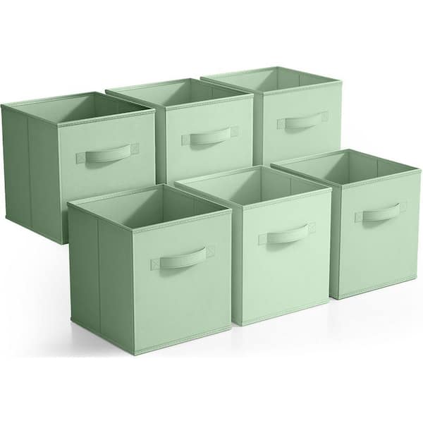 11 in. H x 10.5 in. W x 11 in. D Sage Green Foldable Cube Storage Bin (6-Pack)