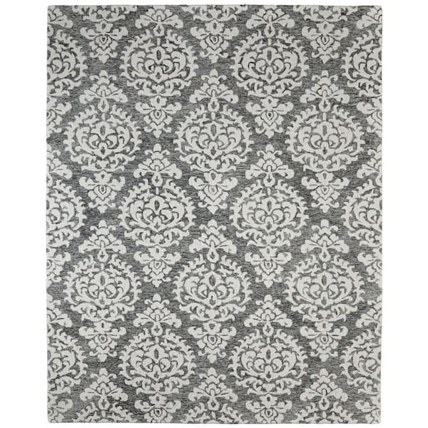 Black 2 x 3 ft. Tufted Floral Rectangle Indoor Area Rug