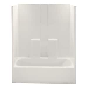 Everyday 60 in. x 32 in. x 78.3 in. 1-Piece Bath and Shower Kit with Left Drain in Bone