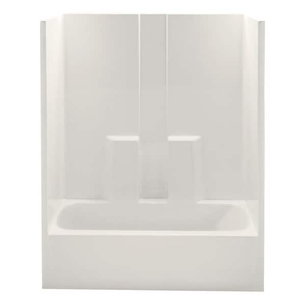 Aquatic Everyday 60 in. x 32 in. x 78.3 in. 1-Piece Bath and Shower Kit with Left Drain in Bone