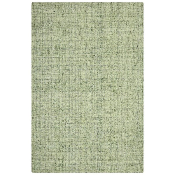 9 ft. x 12 ft. Green And Light Green Wool Striped Hand Tufted Area Rug