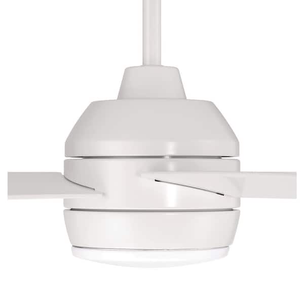 52 in. White Finish White Blades Angled Mount Standard Ceiling Fan w/ Integrated LED & Hard Wired Wall Control Included