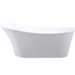 67 in. Acrylic Offset Drain Oval Flat Bottom Freestanding Bathtub in White