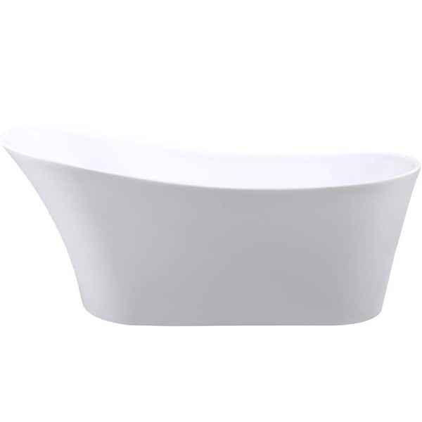 ARIEL 67 in. Acrylic Offset Drain Oval Flat Bottom Freestanding Bathtub in White