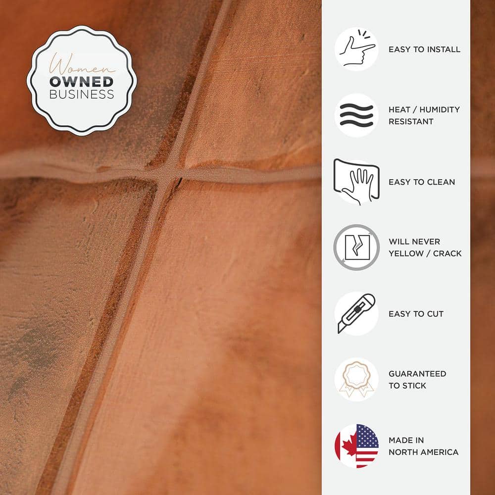 Zellige Safi Orange Glossy Peel and Stick Wall Tile