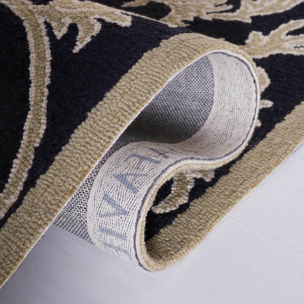 Chelsea Black and Olive Hand-Hooked Wool Area Rug