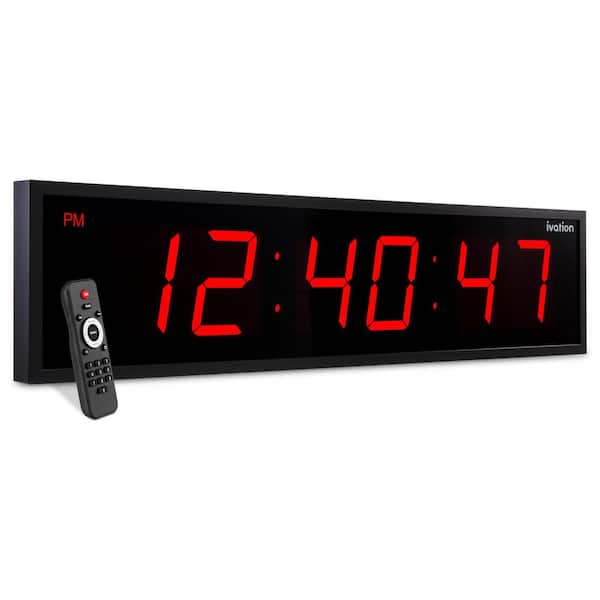 72 in. Red Large Digital Wall Clock, LED Wall Clock with Remote