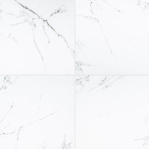 Carrara White 24 in. x 24 in. Polished Porcelain Floor and Wall Tile (4 sq. ft./Each)