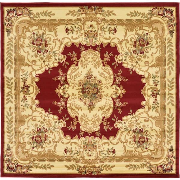 Unique Loom Versailles Leon Red 8' 0 x 8' 0 Square Rug