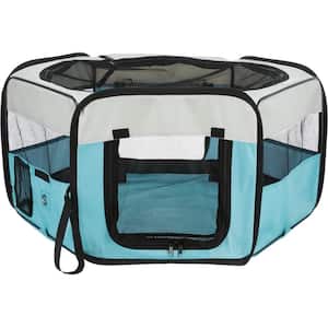 51 in. x 21.7 in. Large Soft-Sided Nylon Mobile Playpen, Turquoise
