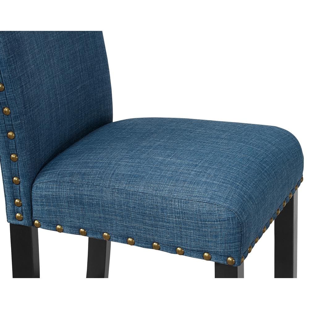 Marine Blue Linen Upholstered Parsons Side Chair Set