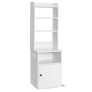 White 0-Drawer 17.5 in. W Nightstand Bedside End Side Table Bookshelf with Charging Station
