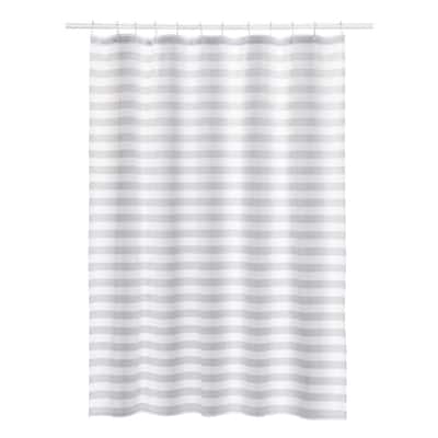 FABRIC SHOWER CURTAIN,Multi-Color  STRIPED RED WHITE & BLACK