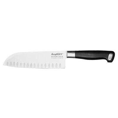 Essentials Gourmet 7 in. Stainless Steel Full Tang Scalloped Santoku Knife