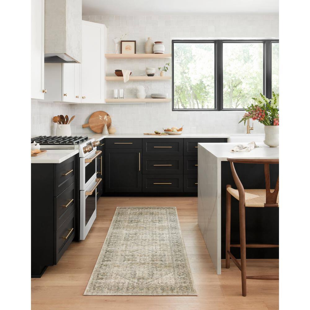 Gray Oriental Synthetic Runner Rug 2'-6" x 7'-6"