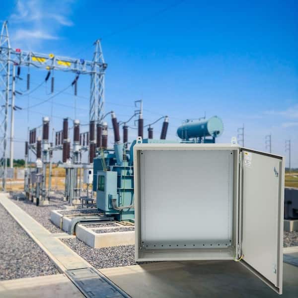 12x24x24 in. Electrical Box Enclosure NEMA 4X Outdoor Junction Box Carbon Steel Hinge with Rain Hood for Outdoor Indoor