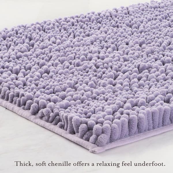 Astor with TPR Backing 17 in. x 24 in. Wisteria Purple Solid Color Polyester Rectangle Bath Mat