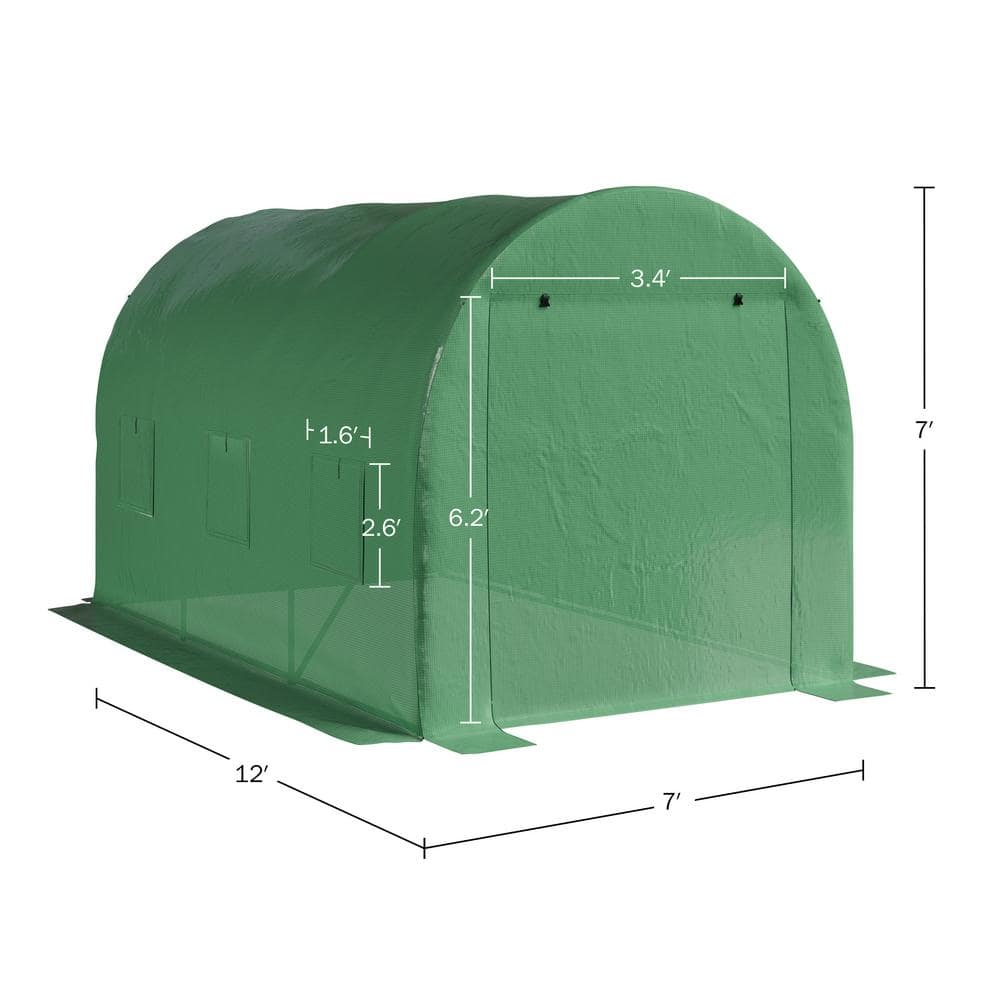 Green Polyethylene Walk-In Greenhouse with Steel Frame