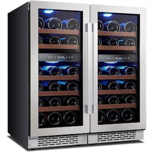 30 in. Quad Zone Cellar Cooling Unit 56-Bottles Built- in Wine Cooler Side-by-Side Refrigerators Frost Free in Black