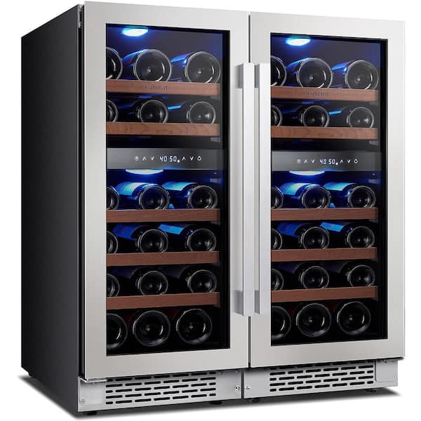 Ca'Lefort 30 in. Quad Zone Cellar Cooling Unit 56-Bottles Built- in Wine Cooler Side-by-Side Refrigerators Frost Free in Black