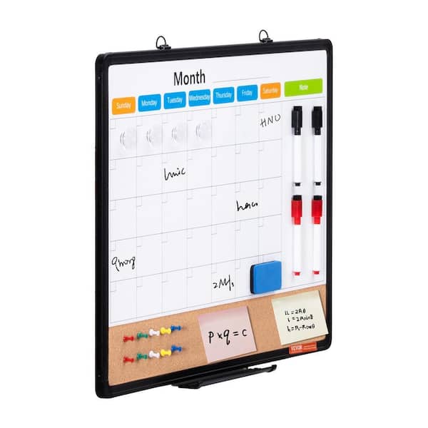 24 in. L x 18 in. W Monthly Calendar Whiteboard and Cork Board Combo with 2-in-1 Magnetic Dry Erase Bulletin Board