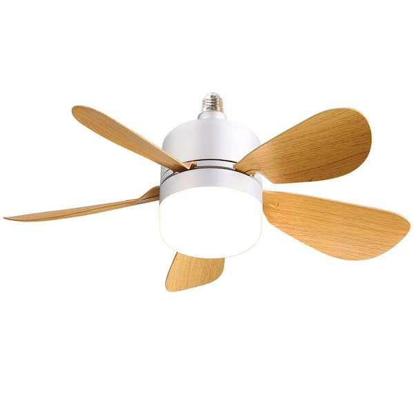 16 in. 2 in 1 White Screw Small Downrod Mount Standard Ceiling Fan with Dimmable LED Light