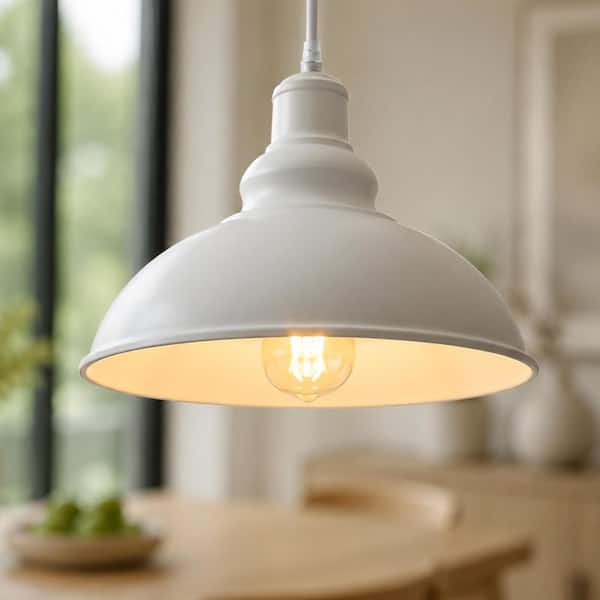 ビンテージ- US MODERN LIGHT シーリングライト 3球 ホワイト YANSUN 1-Light White Plug-In Pendant Light Metal Hanging Lamp with