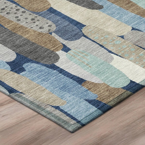 Chantille Machine Washable Indoor/Outdoor Abstract ACN3111 Navy 9 ft. x 12 ft. Area Rug