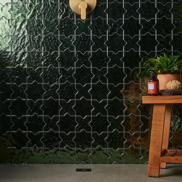 Ivy Hill Tile Karma Green 8.34 in. x 8.34 in. Star Cross