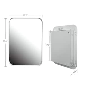 16 in. W x 24 in. H Rectangular Metal Framed Medicine Cabinet with Mirror, Wall Mirror with Storage