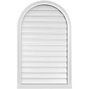 26 in. x 42 in. Round Top Surface Mount PVC Gable Vent: Functional with Brickmould Sill Frame
