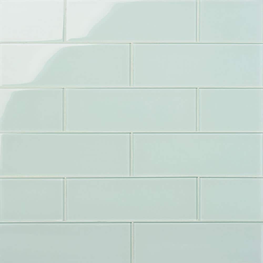 Ivy Hill Tile Contempo Seafoam 4 in. x .31 in. Polished Glass Tile ...